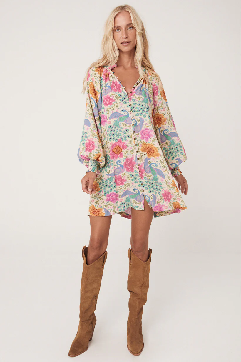 Bohème Button Through Mini Dress - Image 5